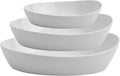 Denmark White Porcelain Chip Resistant Scratch Resistant Commercial Grade Serveware, 3 Piece Oval Serving Bowl Set