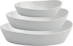Denmark White Porcelain Chip Resistant Scratch Resistant Commercial Grade Serveware, 3 Piece Oval Serving Bowl Set