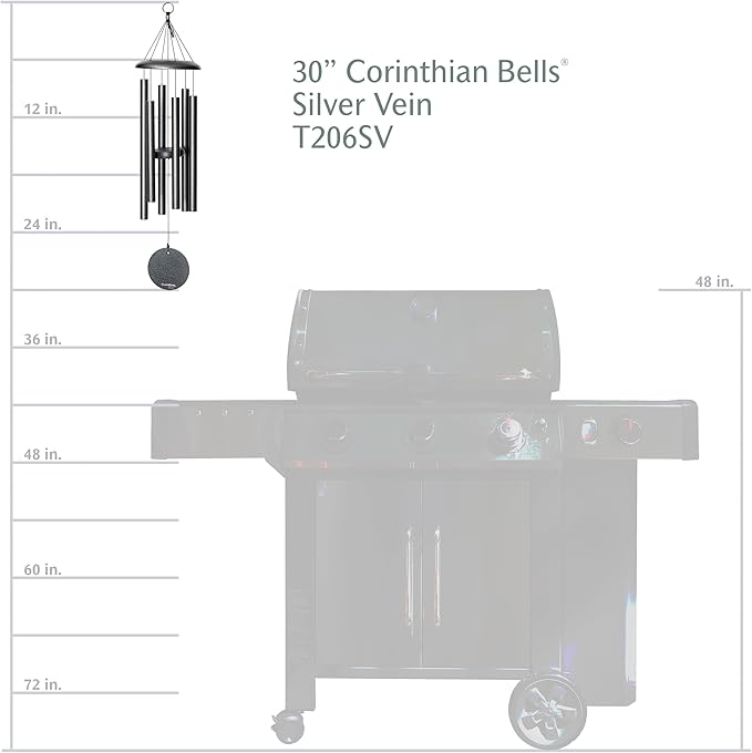 Corinthian Bells by Wind River - 30 inch Silver Vein Wind Chime for Patio, Backyard, Garden, and Outdoor Decor (Aluminum Chime) Made in The USA