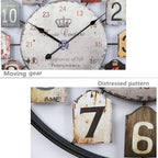 Large Wall Clock Separate Retro Dial Decorative Silent Non Ticking 20 Inch Big Vintage Farmhouse Clocks for Living Room,Black Metal Frame