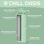 Chill Oasis Water Bottle | Compatible With Popular Flavor Cartridges | BPA Free, Leak Proof, Double-Walled Vacuum Insulated Stainless Steel, and Dishwasher Safe | Cold for 24 Hours (Sage, 22oz)