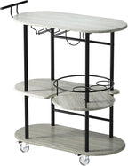 Light Gray Bar Carts with 4-Tier Storage Shelves, Mobile Bar Serving Cart with Wine Rack and Glass Holder, for The Home, Kitchen, Living Room, Dining Room