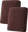 H.VERSAILTEX Velvet Stretch Couch Cushion Cover Plush Cushion Slipcover for Chair Loveseat Sofa Cushion Furniture Protector Seat Cushion Sofa Cover (2 Piece Medium Sofa Cushion Covers, Brown)