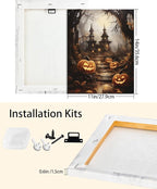 AbcCustomize Halloween Canvas Wall Art - Spooky Haunted House & Eerie Pumpkins Poster, Gothic Fall Decorations for Home, Vintage Halloween Decor Indoor for Living Room, Bedroom & Party