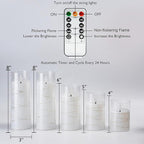 Homemory Pure White Flameless Candles with Embedded Star String Fairy Lights, Battery Operated Candle, LED Candles, Fake Candles with Remote Control and Timer, Set of 5(H4 5" 6" 8" 8")