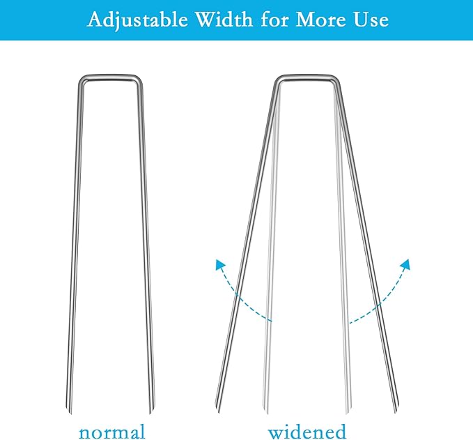 RAOOKIF 8 Inch Galvanized Garden Landscape Staples, 20/50/100/200Pcs Garden Metal Stakes, 11 Gauge Heavy Duty Ground Stakes for Decoration, Fence, Lawn, Fabric Pins