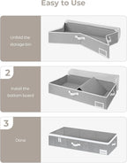 StorageWorks Under Bed Storage Containers with Handles and Label Holder, 2 Pack Ultra-thick Fabric Underbed Bins, Closet Organizer for Clothes, Blankets, Sweater