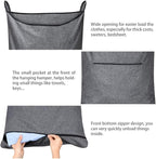Hanging Laundry Hamper,Door Hanging Hamper with Width Opening, Over the Door Laundry bag with hooks, Laundry Collector and Over Door Storage Bag (36x22 Inch,Pop Grey)