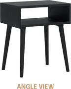 NTC Solid Oak Zoe Nightstand, Mid Century Modern Side Table Bedroom, Bedside Furniture, Night Stand, End Table, Easy Assembly - Burnt Black