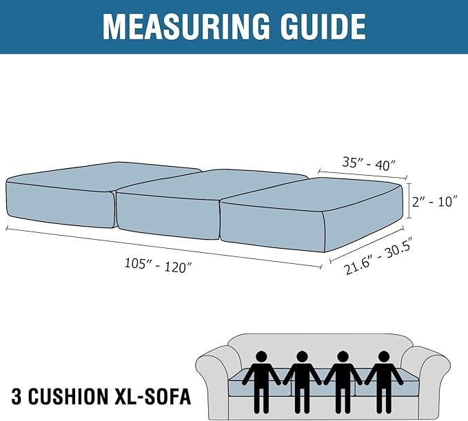 H.VERSAILTEX Velvet Stretch Couch Cushion Cover Plush Cushion Slipcover for Chair Loveseat Sofa Cushion Furniture Protector Seat Cushion Sofa Cover (3 Piece XL Sofa Cushion Covers, Ivory Striped)