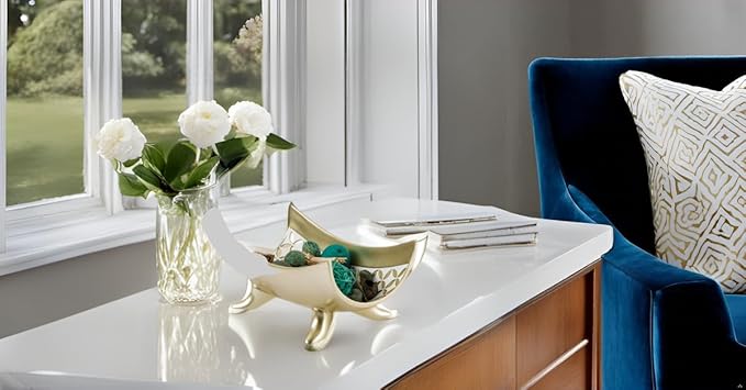 Creative Scents Schonwerk Diamond Lattice Decorative Bowl Table Centerpiece - Home Decor for Living Room, Centerpieces Table Decorations for Dining Room and Coffee Table