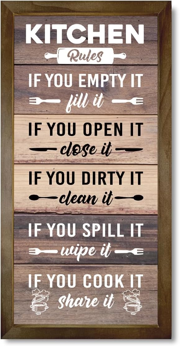 Kitchen Decor Wall, Rustic Kitchen Decorations, Kitchen Frame Décor, Kitchen Rules Sign, Kitchen Wall Décor, Kitchen Decor and Accessories, Farmhouse Kitchen Frame Sign, Rustic Kitchen Door Rules Sign