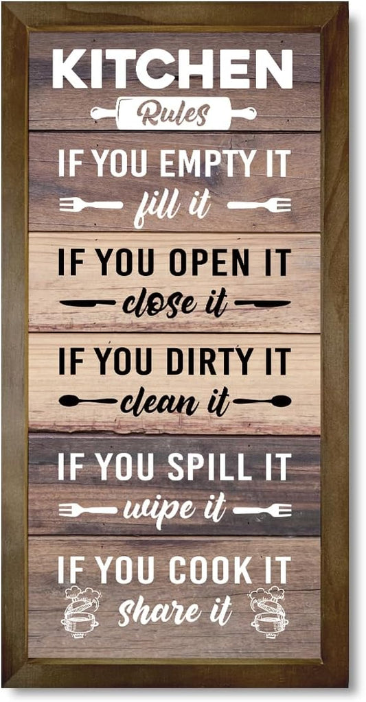Kitchen Decor Wall, Rustic Kitchen Decorations, Kitchen Frame Décor, Kitchen Rules Sign, Kitchen Wall Décor, Kitchen Decor and Accessories, Farmhouse Kitchen Frame Sign, Rustic Kitchen Door Rules Sign