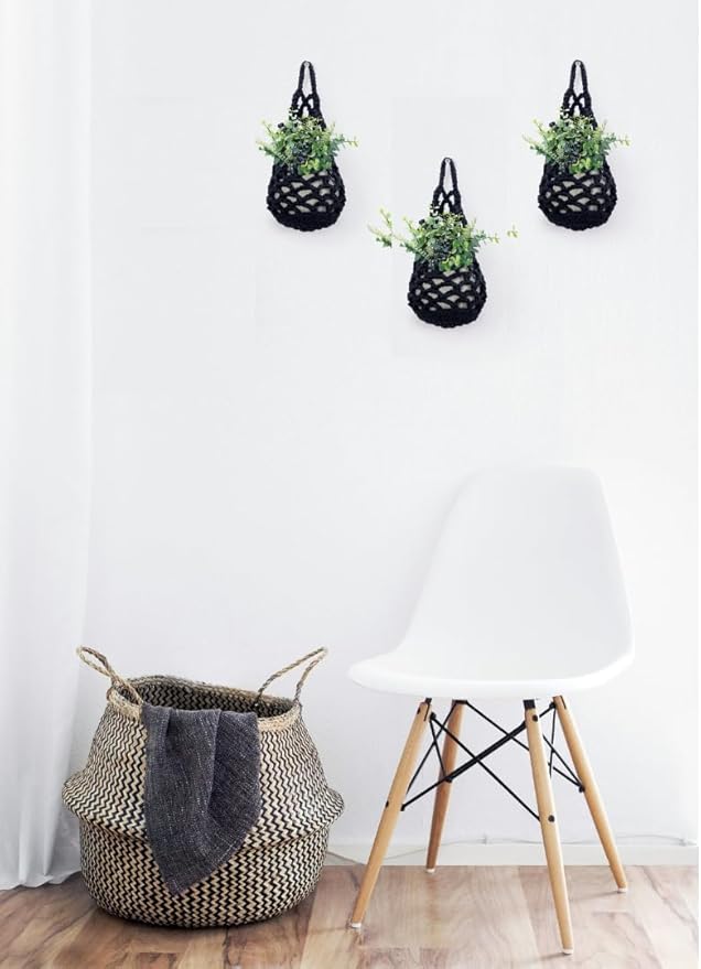 3PK Wall Planters for Indoor Plants, Macrame Plant Hanger | Wall Planter, Plant Hanger, Hanging Planter (3PK, for 4 inch Pot)