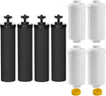 Water Filter Replacement Compatible with Berkey® Gravity Filter Filtration System, NSF/ANSI 42 Certified 4 Black Filters and 4 Fluoride Filters PF2 for Travel, Big, Royal Series