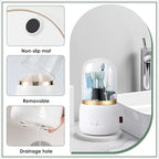 Toothbrush Holders for Bathrooms,Rotating 7-Slot with Cover and Draining Water,Kids Electric Toothbrush Holder and Toothpaste Stand Storage for Bathroom Accessories Counter Organizer Vanity