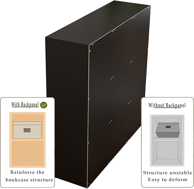 9-Cube Storage Shelf Bookcase - Wooden 3-Tier Free Standing Open Bookshelf for Home and Office, Organizer Cabinet in Black