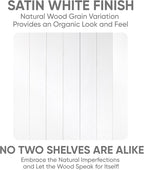 Homeforia White Floating Shelves 42 inch, High End Solid Real Wood 42inch Floating Shelf for Wall Mounted, White Wooden 42in Long Floating Shelves, Heavy Duty Bracket, 42 X 6.5 X 1.75 inches, Set of 2
