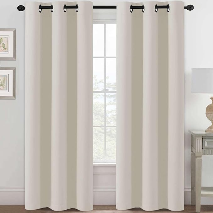 H.VERSAILTEX Blackout Curtains for Bedroom Thermal Insulated Room Darkening Living Room Curtains 84 Inch Long Grommet Privacy Protection Window Curtain Panels/Drapes for Nursery, 2 Panels, Fog
