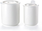 Food Storage Containers with Airtight Lids: Ceramic Canister Sets for Kitchen Countertop - Porcelain Jar for Coffee Tea Flour Sugar Rice Cookies Candy - White (23+42 oz)