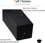 Tall Planters for Outdoor Plants, Large Resin Flower Pots for Garden, Front Porch, Patio, Indoor - Set of 2 (Black, 27.5 inch - 2 Pack)