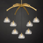 Modern Gold Chandelier, 34 inch Crystal Chandeliers for Dining Room (7-Light), Elegant Decoration Light for Living Room, Foyer Brass Chandeliers