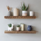 Urban Legacy Reclaimed Barnwood Planks | Floating Shelves for Wall w/Flush Mount Shelf Bracket Set Included | Set of 2 (Natural, 18"x 4.5"x 2")