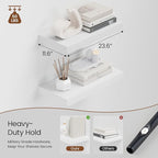 Heimlove 12" Deep White Floating Shelves for Wall, 24 Inch Wall Shelf Bathroom Shelves Set of 2, Wall Mounted Shelves for Books Living Room Laundry Room Bedroom Kitchen Home Office