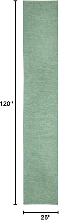 Nourison Home Positano 10' Runner Blue Green Fabric Modern Area Rug (10' Runner)