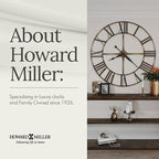 Howard Miller Paulina Wall Clock, Gray Finishes with Golden Pendulum & Quartz Movement, Classic Round White Dial with Roman Numeral Perfect for Home Decor, Living Room & Office Wall Mount