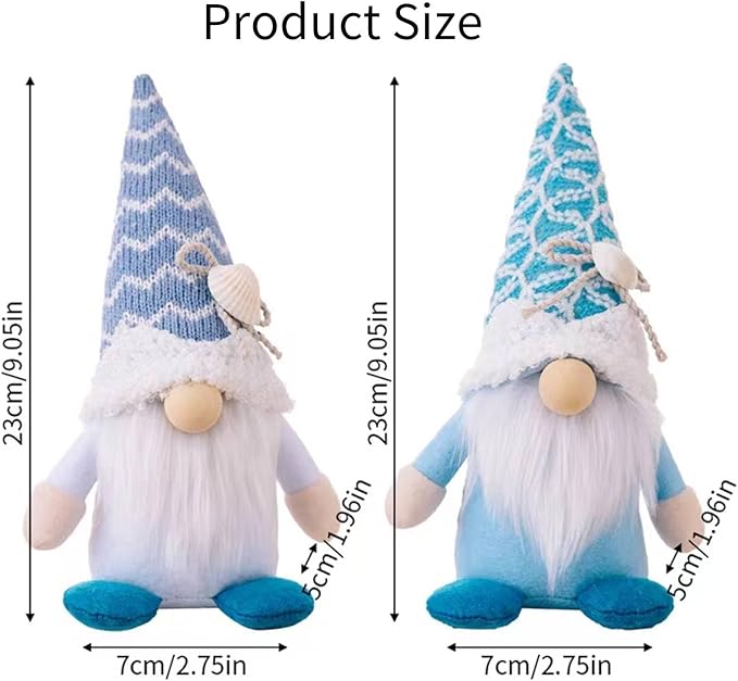 Summer Gnomes Decorations, Beach Gnome Plush Decor for Home Ocean Day Gnomes Tiered Tray Decor Handmade Tomte Swedish Nisse Scandinavian Elf Dwarf,Birthday Gnome Gifts, White