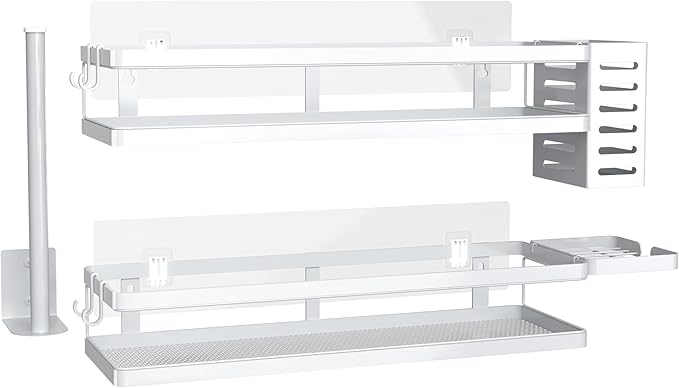 PUSDON Metal Wall Hanging Basket 2 Packs DIY Suitable for Multiple Scenes - Large White Guardrail Suit