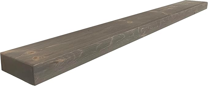 joelsantiques 54 Inch Wooden Floating Shelves for Wall - 54x6x2 in - Made of Natural Wood - Long Heavy Duty Rustic Wall Shelves for Bedroom - Perfect for Living Room, Kitchen - Gray - Grey