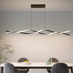 Modern Ceiling Chandelier Light, Acrylic Anti Flicker Pendant Lamp with Remote Control Dimmable 3 Color Mode & Brightness (Warm Cool Neutral Light) for Kitchen Bar Walnut 57in