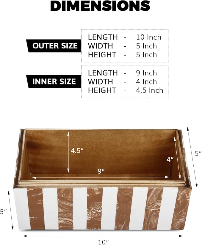 Handicrafts Home Handmade Chevron Pattern Decorative Box - Storage Organizer, Decor Centrepiece, Memory Keepsakes, Home Decor - Boho Style Treasure Box, Multipurpose Gift - Brown, 10x5x5
