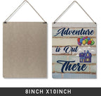 Qious Inspirational Signs Gift Farmhouse Adventure is Out There Wooden Hanging Sign Rustic Art Wall Home Living Room Bedroom Kitchen Decoration 10 x 8 Inches