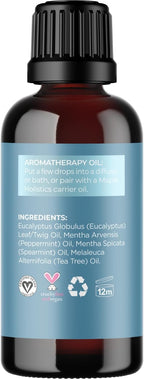Breathe Essential Oil for Diffuser - Invigorating and Refreshing Breathe Essential Oil Blend with Eucalyptus Peppermint Tea Tree and Mint for Diffusers for Home and Shower Aromatherapy (1 Fl Oz)