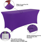 IVAPUPU 4FT Table Cloth for Rectangular Fitted Events Stretch Purple Table Covers Washable Cover Spandex Tablecloth Protector for Party, Wedding, Cocktail, Banquet, Festival