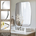 ANDY STAR Polished Chrome Mirror, 24x32 Oblong Bathroom Mirror for Vanity with Stainless Steel Metal Frame, Silver Oval Mirror Modern Anti Rust Wall Mounted