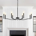 Black Chandelier, Modern Dining Room Light Fixture 8 Light Candle Chandelier Over Table 44in Metal Chandeliers Lighting for Living Room Entry Master Bedroom Bathtub Kitchen