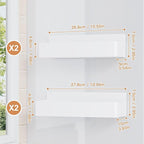 Magnetic Spice Rack for Refrigerator, Kitchen Organizer and Storage Shelf, White (4 Pack)…