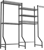 Over Washer and Dryer Shelves,Heavy Duty Laundry Room Storage Organization Clothes Drying Rack,5 Tier Adjustable Height Wire Shelving and Wire Basket with Hanger Rod&Hook,Space Saving Shelf