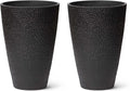 LA JOLIE MUSE 20inch Tall Black Planters Set of 2,Large Planters for Outdoor Plants,Flower Containers for Front Porch, Honeycomb