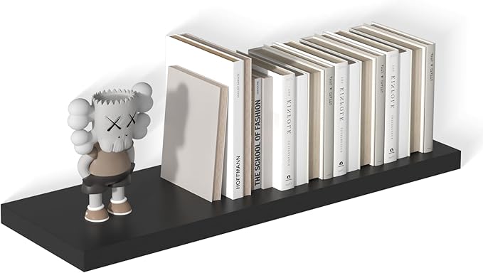 12 Inch Deep Floating Shelves for Wall 1 Pack Floating Shelves Large Storage Space Wall Mount Shelf for Living Room Kitchen Bathroom 36" W x 12" D x 1.2" H Black