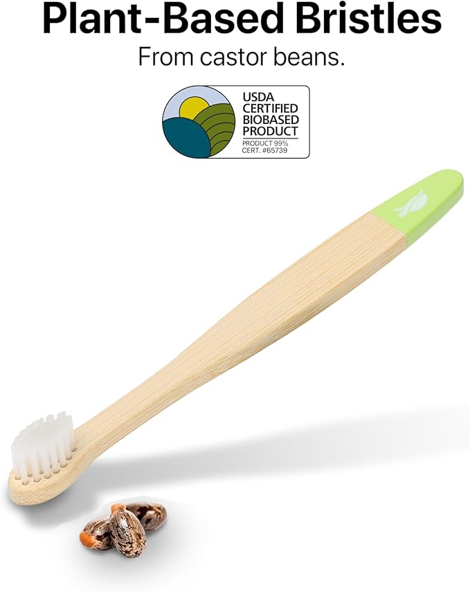 Sea Turtle Plant-Based Bristles, Ultra-Soft Bamboo Toothbrushes, Natural Toothbrush for Babies (4 Pack)