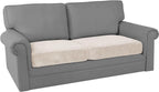 PrinceDeco Velvet Couch Cushion Cover Soft Stretch Cushion Slipcover for Chair Loveseat Sofa Cushion Furniture Protector Seat Cushion Sofa Cover (2 Piece Large Sofa Cushion Covers, Ivory)