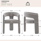 Grey Chenille Dining Chairs Set of 2, Modern Barrel Dining Room Chairs Upholstered Faux Fur Accent Chair with Arms and Round Back for Living Room Kitchen Armchair No Assembly Needed