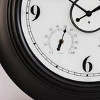 Andy Star 21 Inch Large Illuminated Outdoor Wall Clock Waterproof with Thermometer and Hygrometer, Oversized Battery Wall Clock for Patio Pool, Oil Rubbed Bronze Silent Non Ticking Clock for Garden