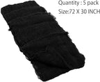 Biubee 5Pcs Halloween Black Creepy Cloth - Spooky Gauze Fabric Cloth for Haunted Horror House Halloween Party Doorway Outdoors Decoration (30" × 72")