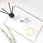 Spsyrine White Decorative Serving Tray with Handles, Elegant Plastic Coffee Table Tray for Ottoman, Living Room, Home Decor 15.6" X 10.2"